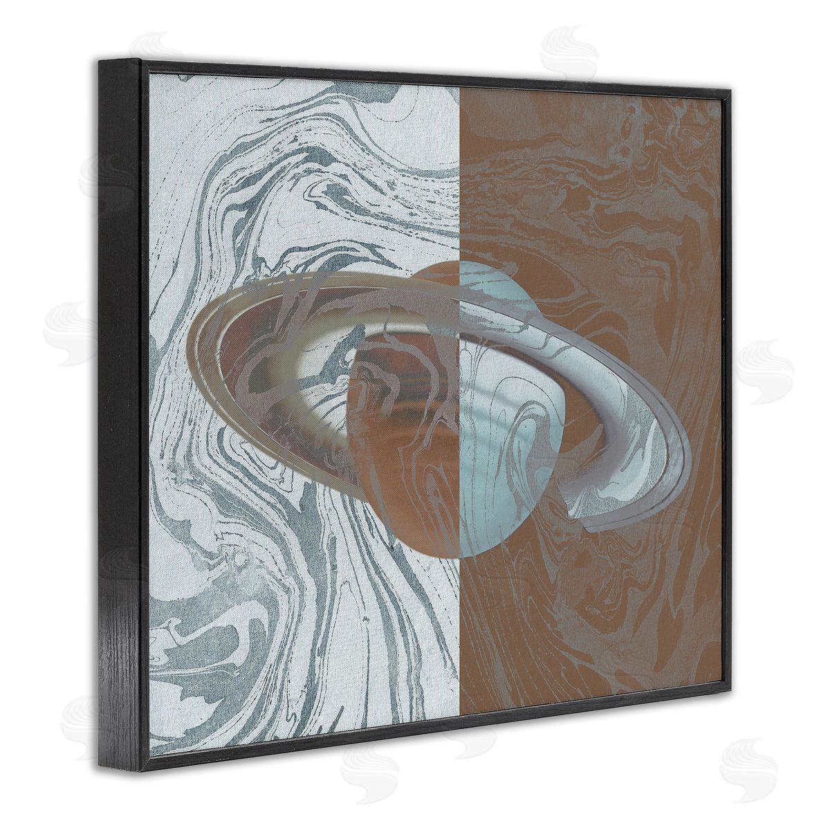 Stupell Studio Abstract Marbled Planet Black Framed Giclee Wall Art Print