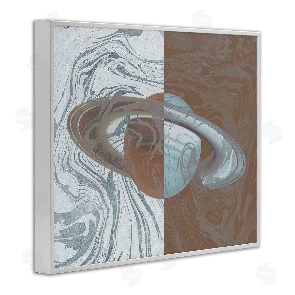 Stupell Studio Abstract Marbled Planet White Framed Giclee Wall Art Print