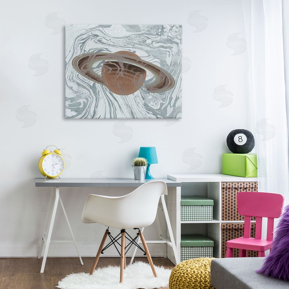 Stupell Studio Marble Pattern Planet Canvas Wall Art Print in Room