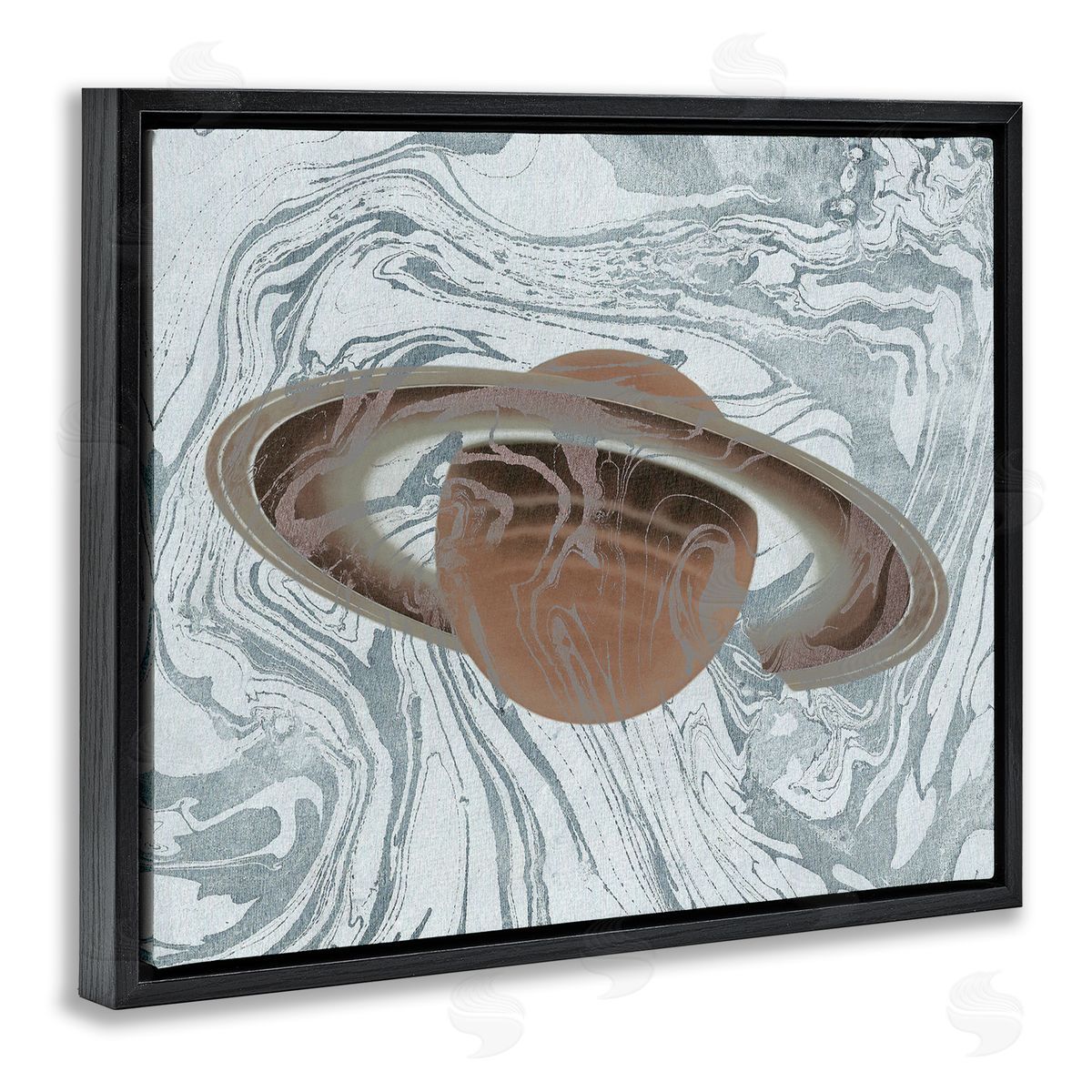 Stupell Studio Marble Pattern Planet Black Floating Frame Canvas Wall Art Print