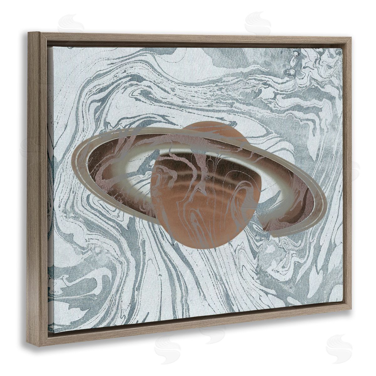 Stupell Studio Marble Pattern Planet Brown Floating Frame Canvas Wall Art Print