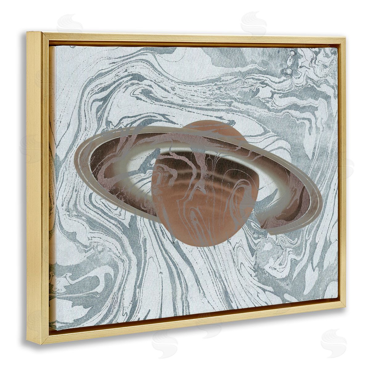 Stupell Studio Marble Pattern Planet Gold Floating Frame Canvas Wall Art Print
