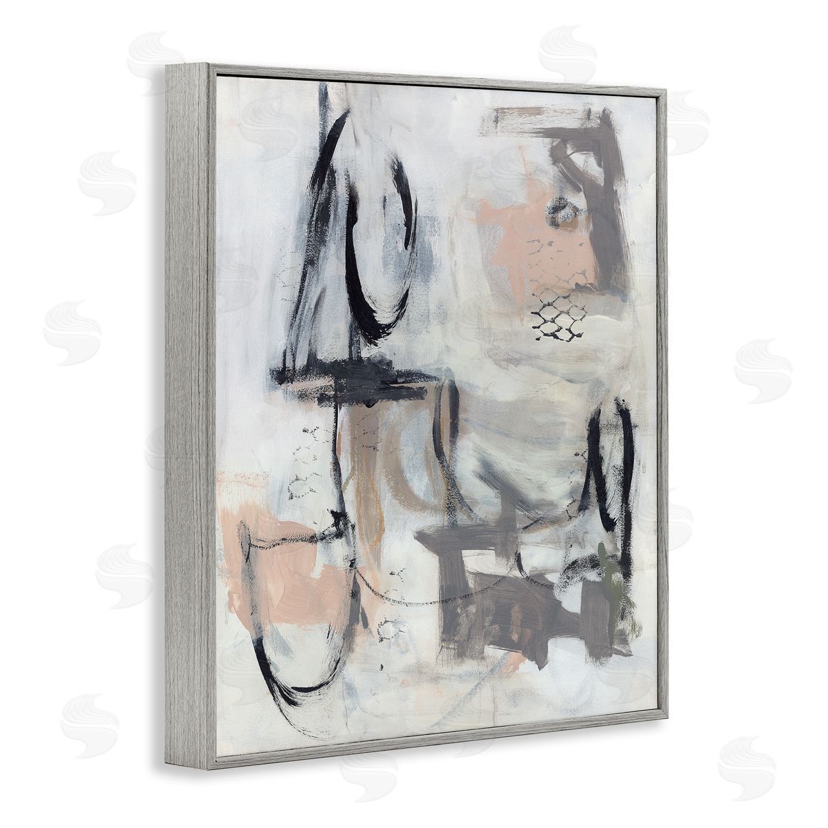 Valerie Corvin Brushed Collage Abstract Gray Framed Giclee Wall Art Print