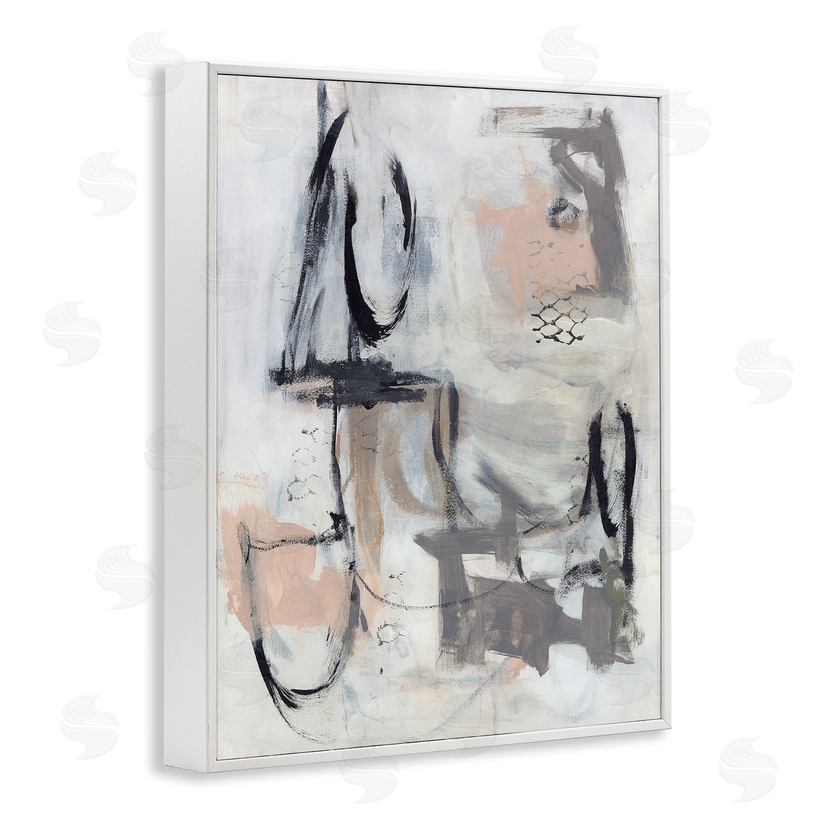 Valerie Corvin Brushed Collage Abstract White Framed Giclee Wall Art Print