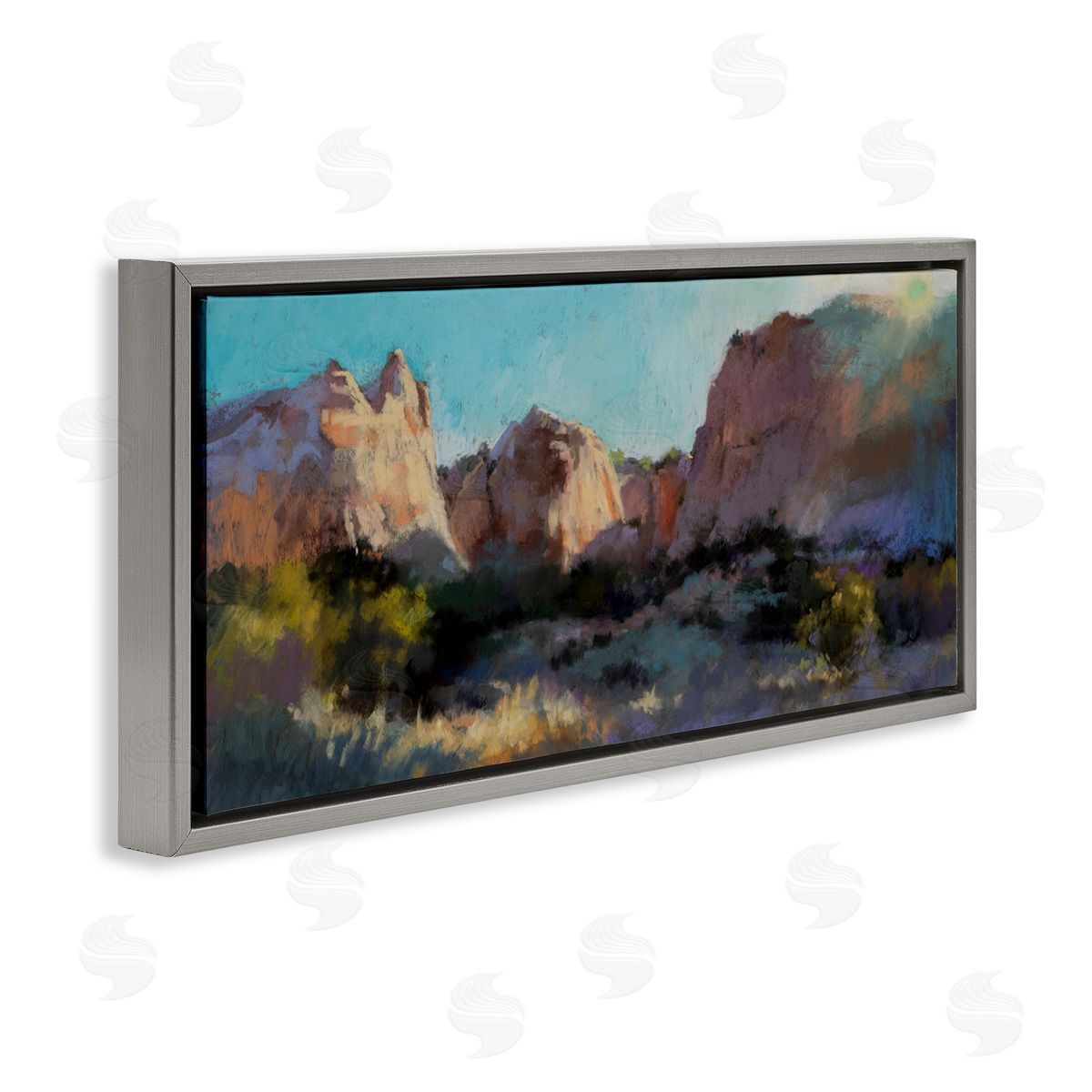 Desert Cliffs Valley Grey Floating Frame Canvas Wall Art, Home Decor by Christine Debrosky
