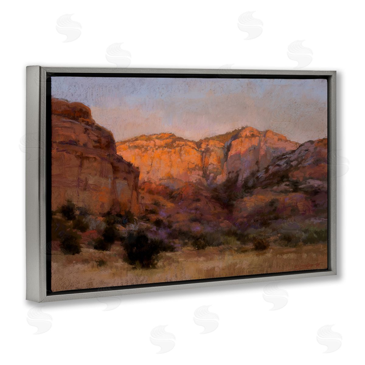 Christine Debrosky Canyon Cliffs Landscape Gray Floating Frame Canvas Wall Art Print
