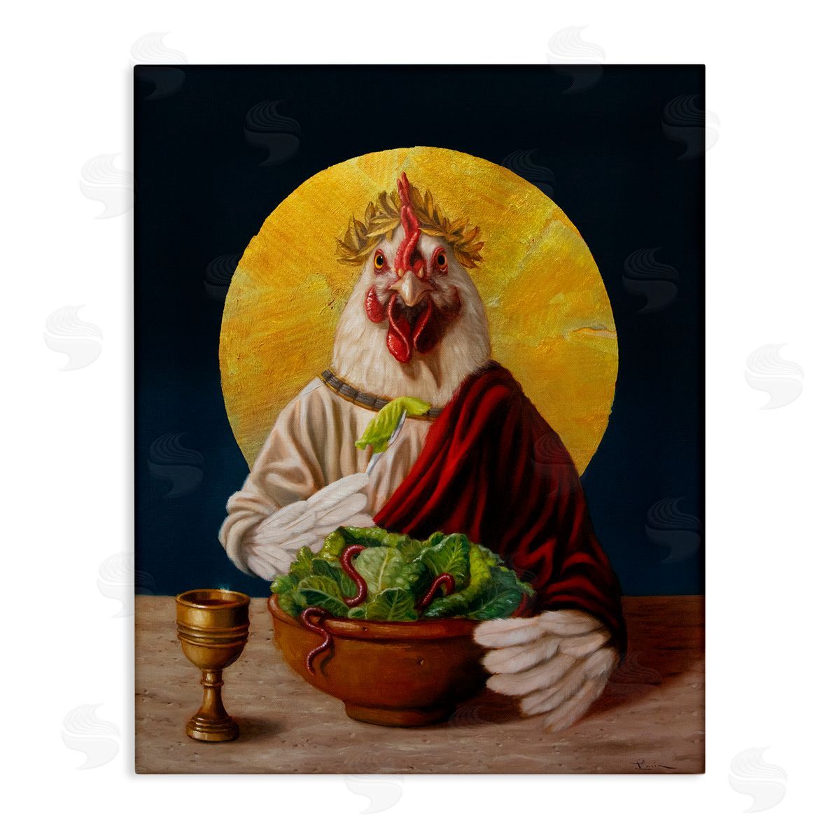 Lucia Heffernan Classic Hen with Meal Canvas Wall Art Print