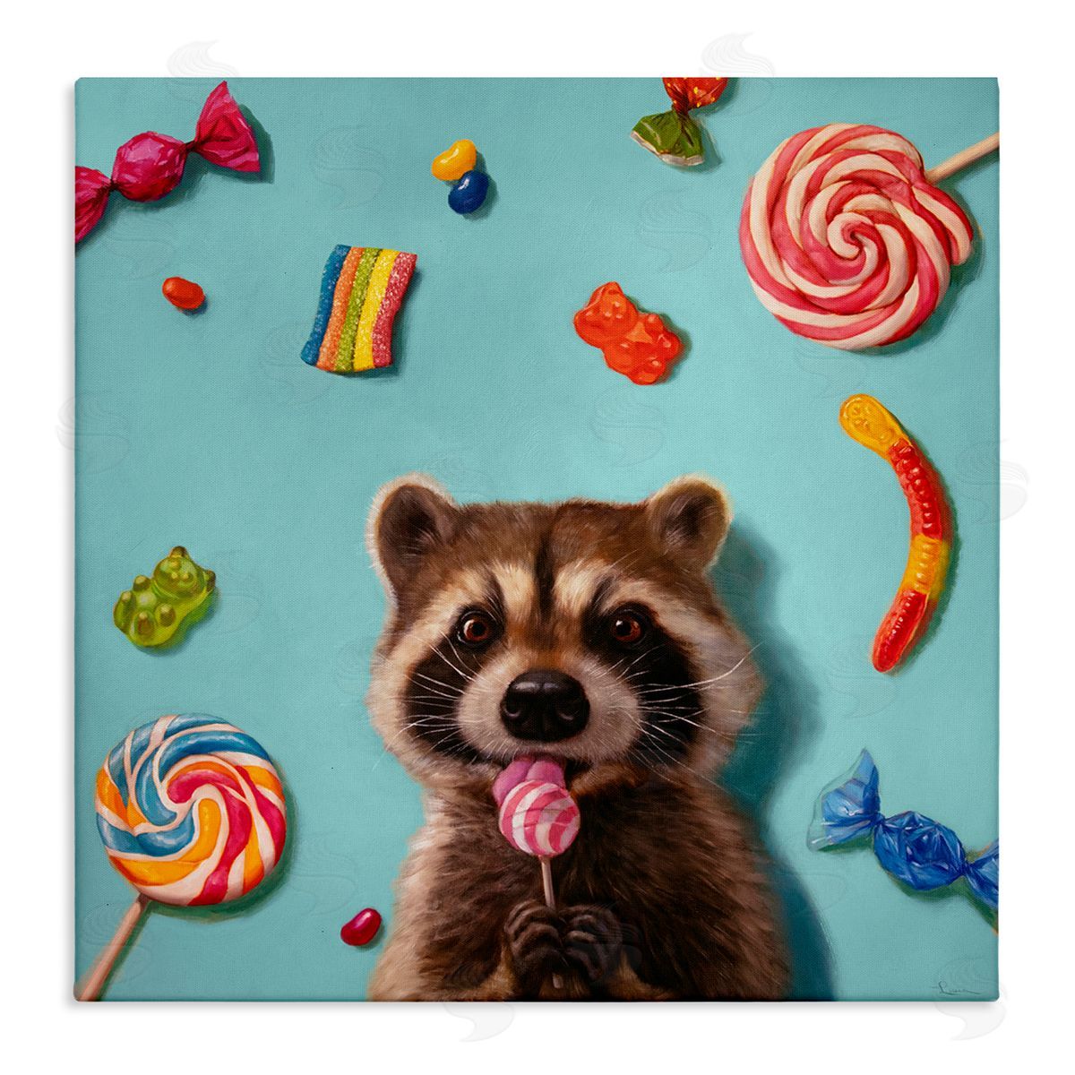 Lucia Heffernan Raccoon & Sweets Candies Canvas Wall Art Print