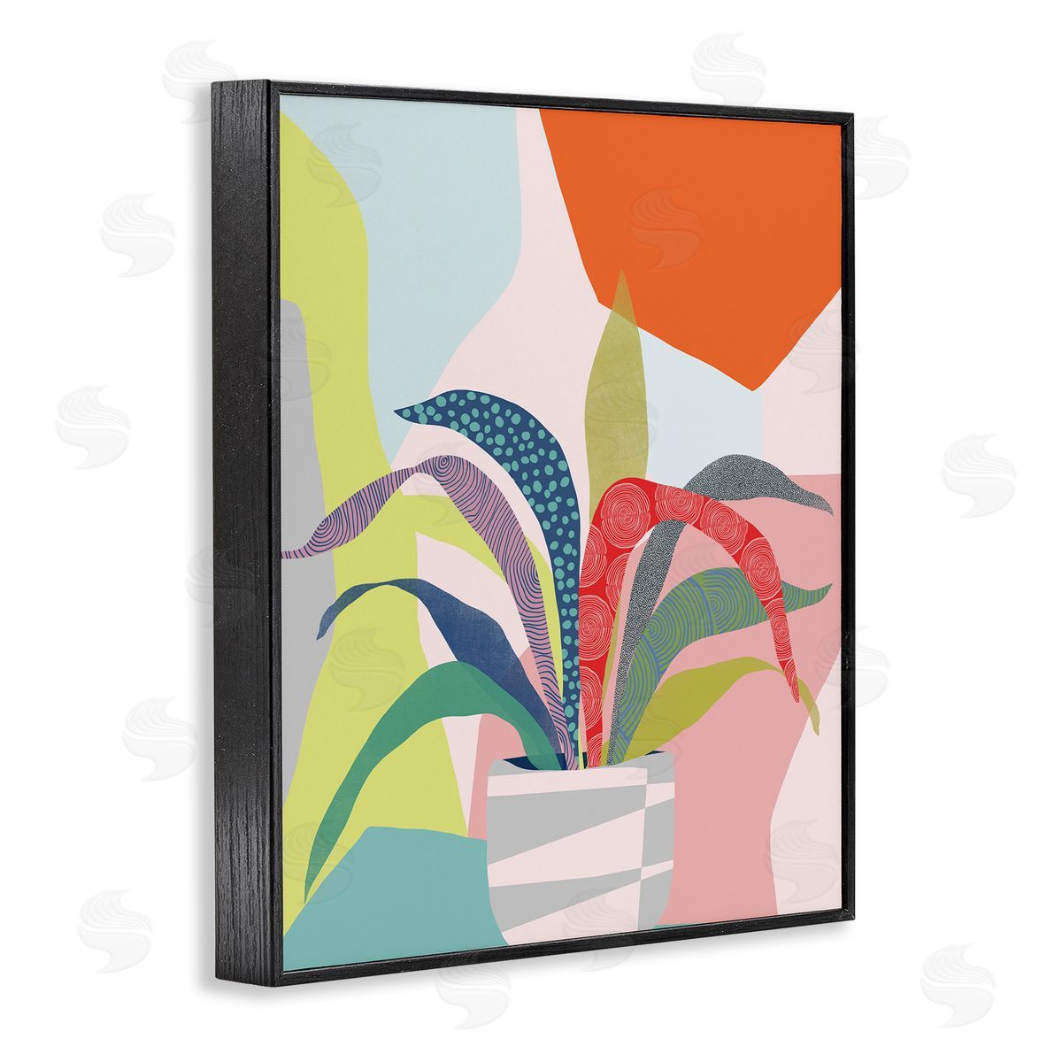 Ioana Horvat Modern Geometric Plant Leaves Black Framed Giclee Wall Art Print