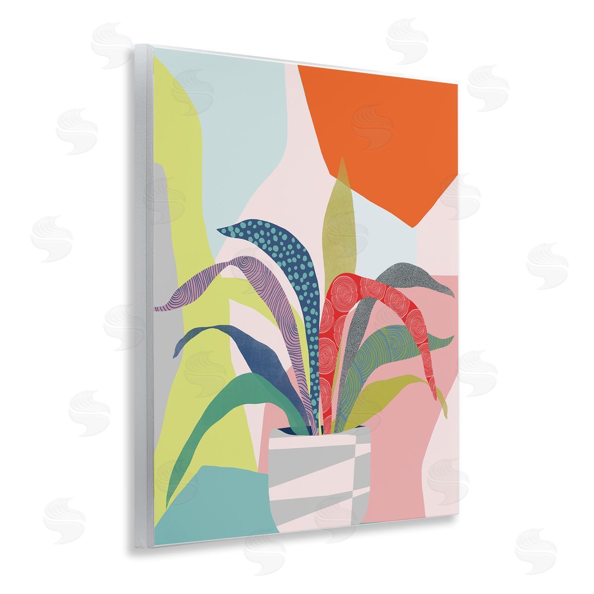 Ioana Horvat Modern Geometric Plant Leaves Wooden Wall Plaque Art Print