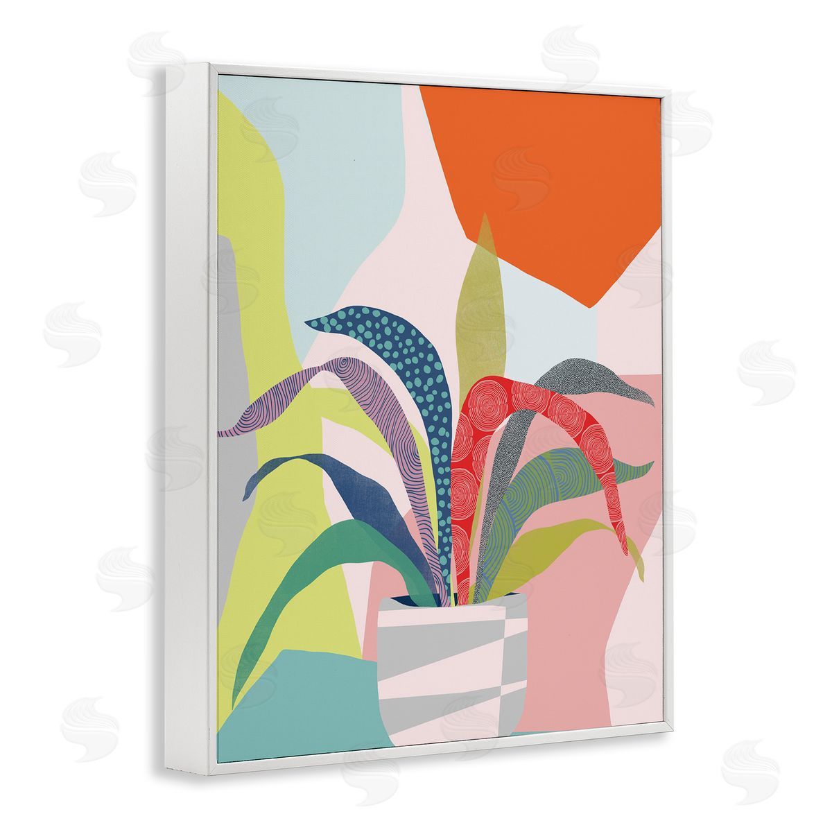 Ioana Horvat Modern Geometric Plant Leaves White Framed Giclee Wall Art Print