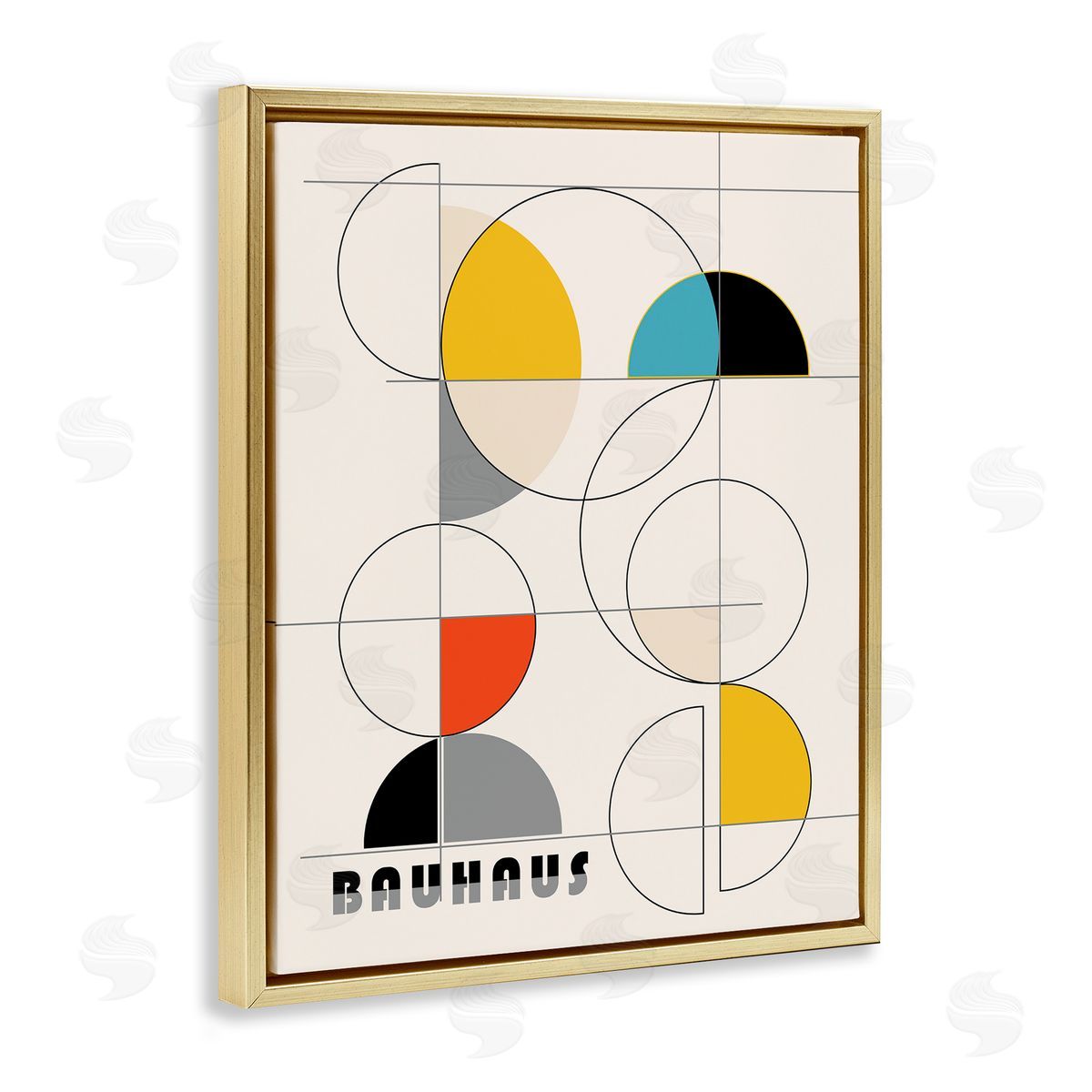 Ioana Horvat Bauhaus Movement Geometrics Gold Floating Frame Canvas Wall Art Print