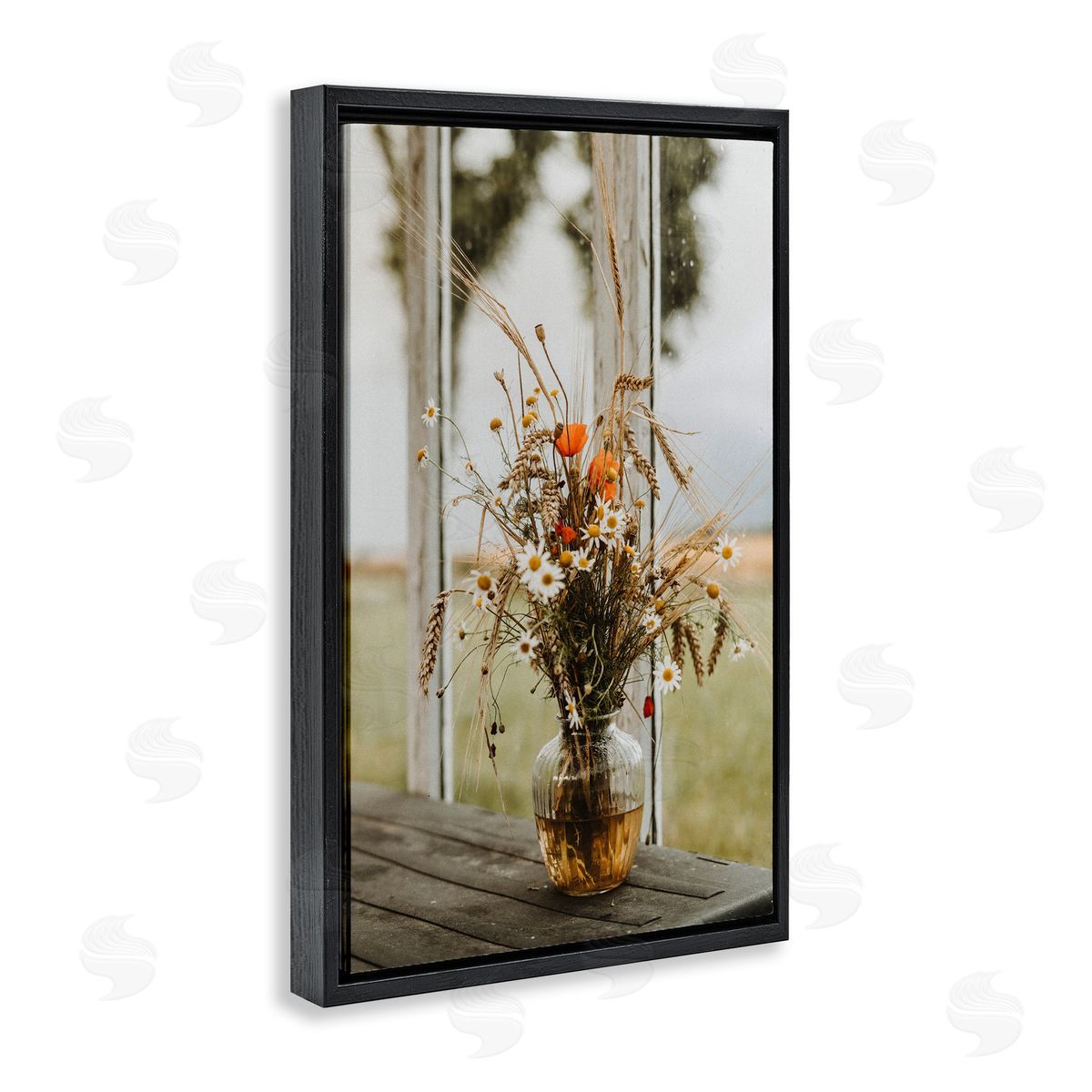 Incado Bouquet with Window View Black Floating Frame Canvas Wall Art Print