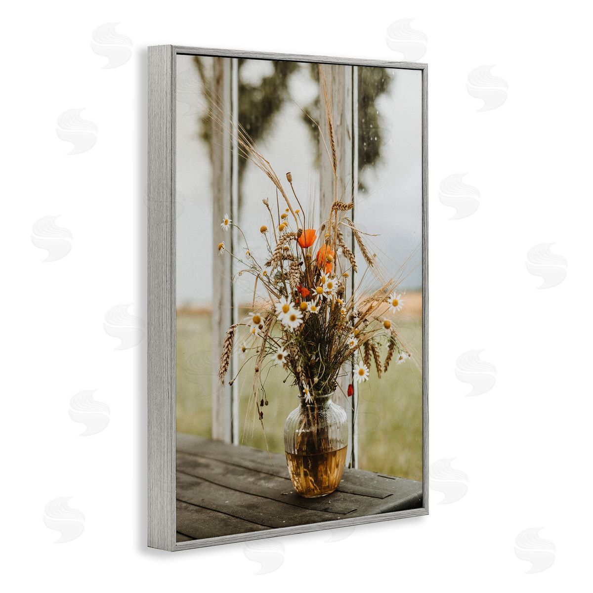 Incado Bouquet with Window View Gray Framed Giclee Wall Art Print