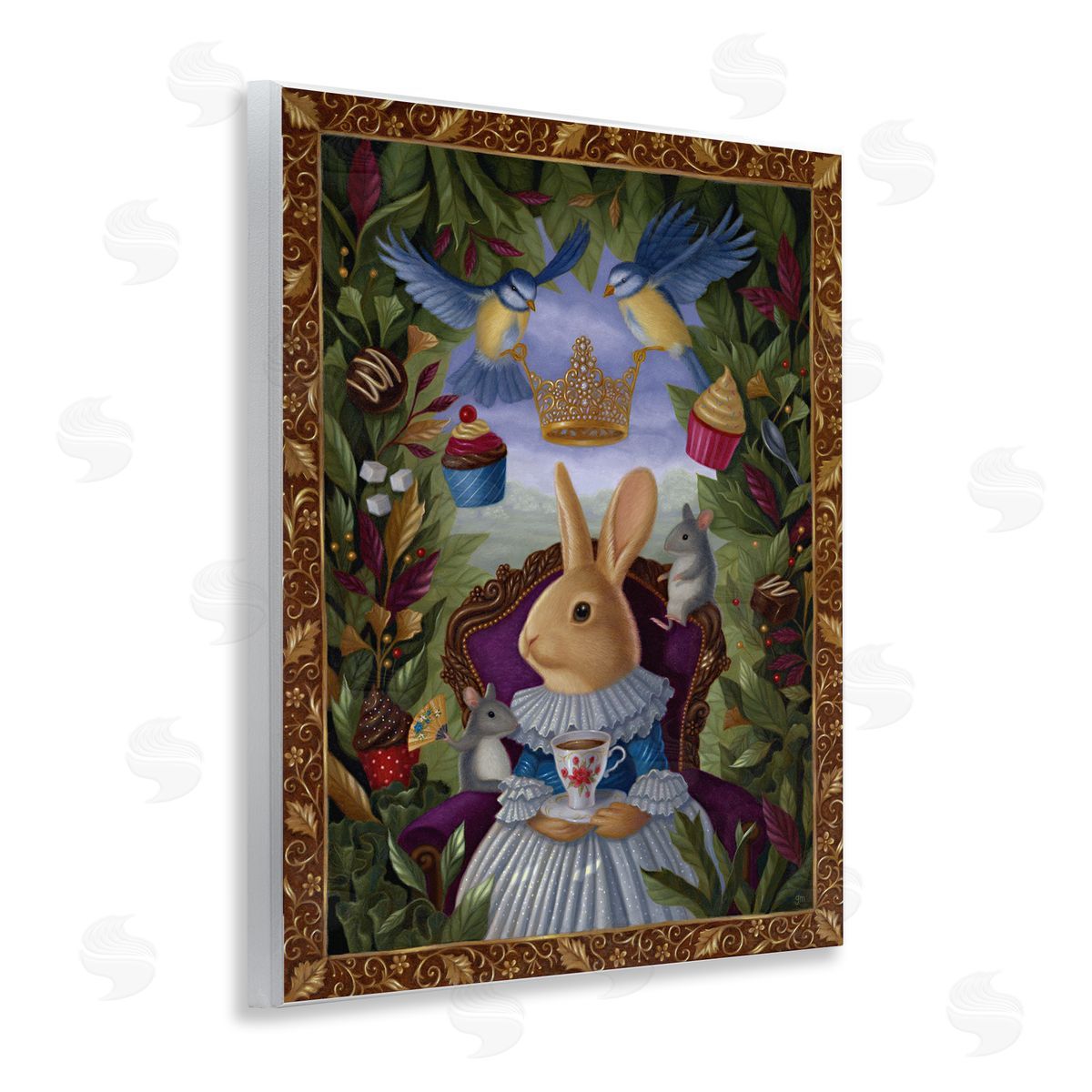 Gina Matarazzo Classic Rabbit Tea Party Wooden Wall Plaque Art Print