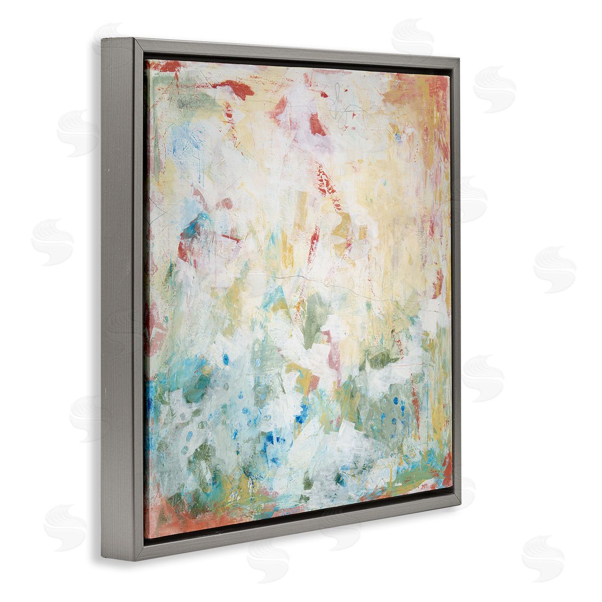Jodi Major Muted Restless Abstract Gray Floating Frame Canvas Wall Art Print