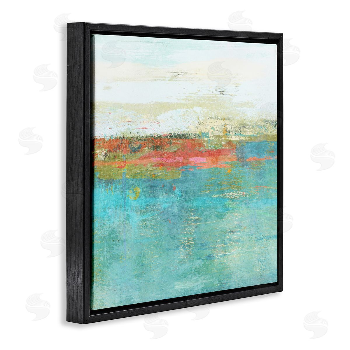 Suzanne Nicoll Ocean Hues Abstraction Black Floating Frame Canvas Wall Art Print