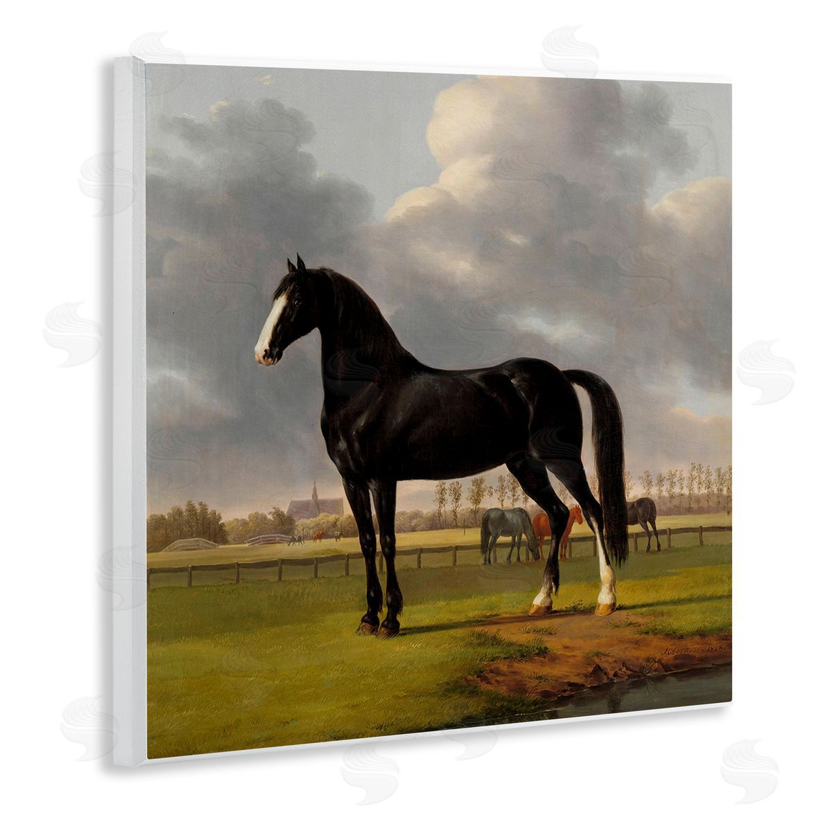 Classic Black Stallion Wood Plaque Wall Art, Home Decor by Anthony Oberman