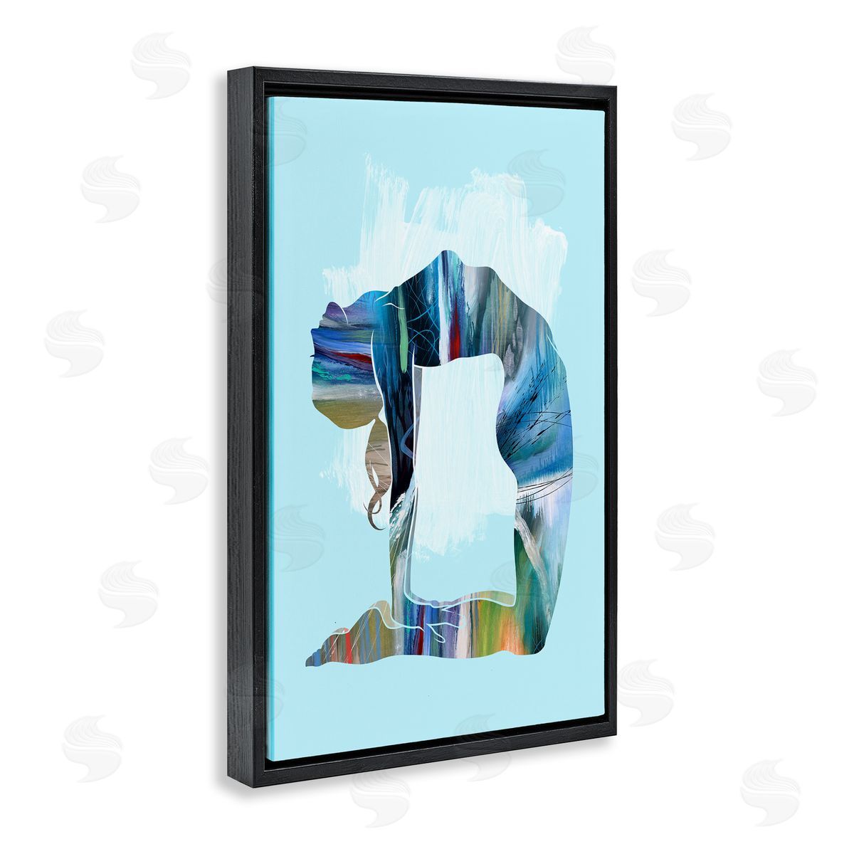 Tim Parker Powerful Yoga Stretch Black Floating Frame Canvas Wall Art Print
