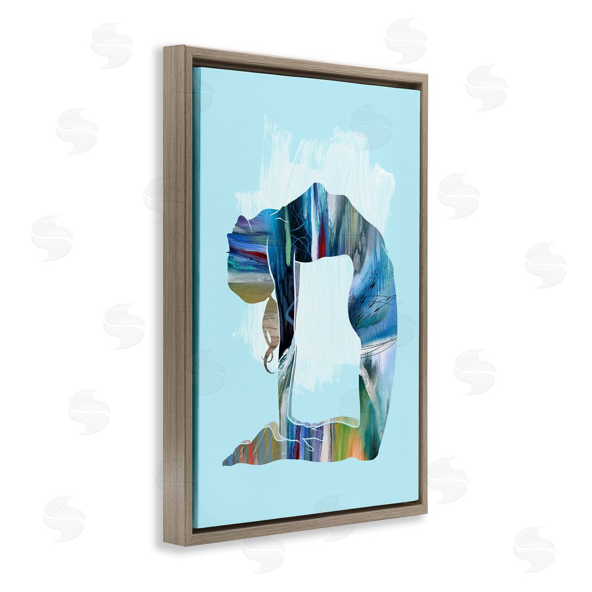 Tim Parker Powerful Yoga Stretch Brown Floating Frame Canvas Wall Art Print