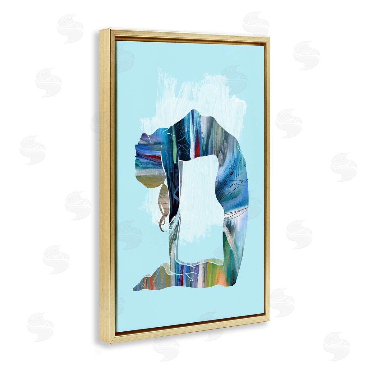 Tim Parker Powerful Yoga Stretch Gold Floating Frame Canvas Wall Art Print
