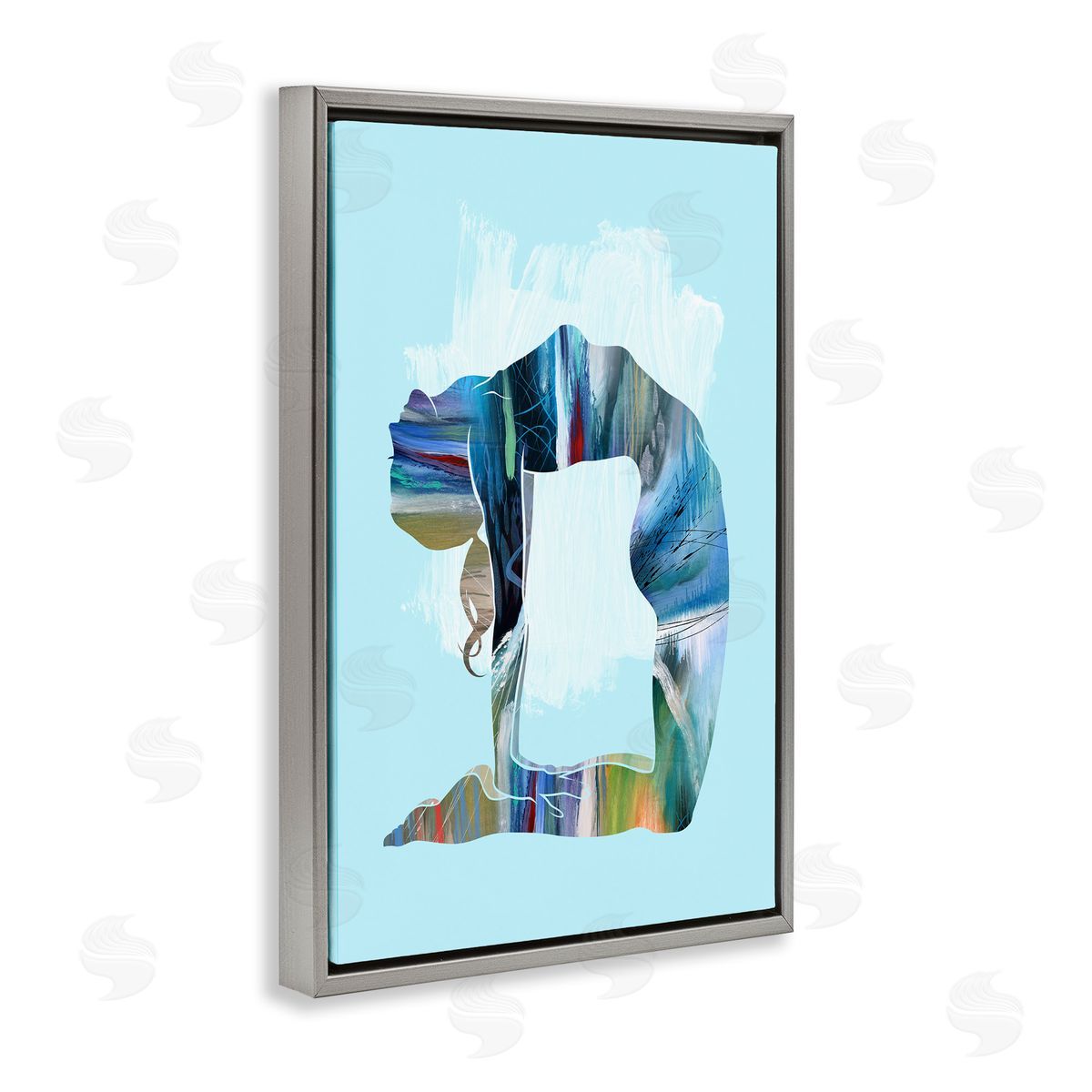 Tim Parker Powerful Yoga Stretch Gray Floating Frame Canvas Wall Art Print
