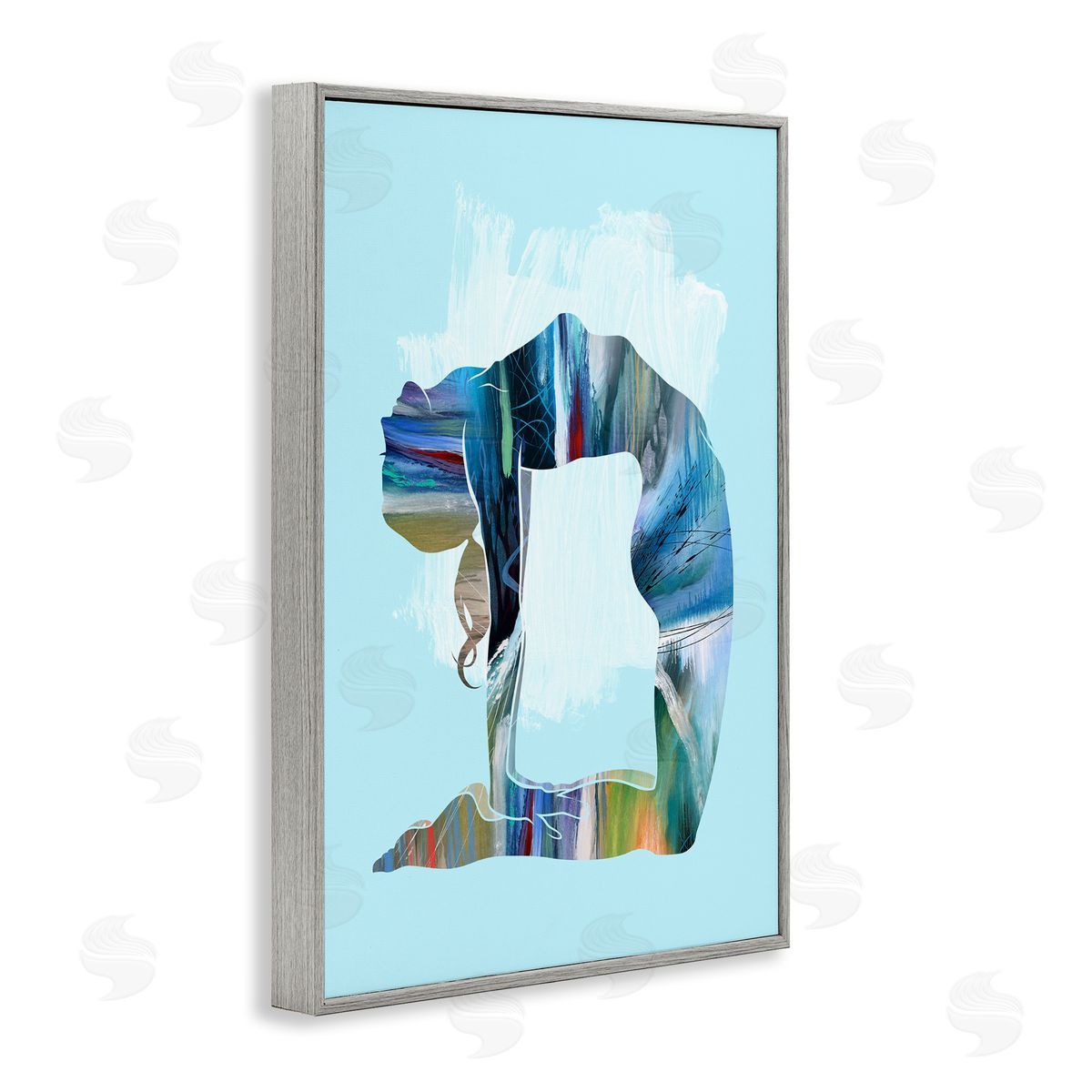 Tim Parker Powerful Yoga Stretch Gray Framed Giclee Wall Art Print