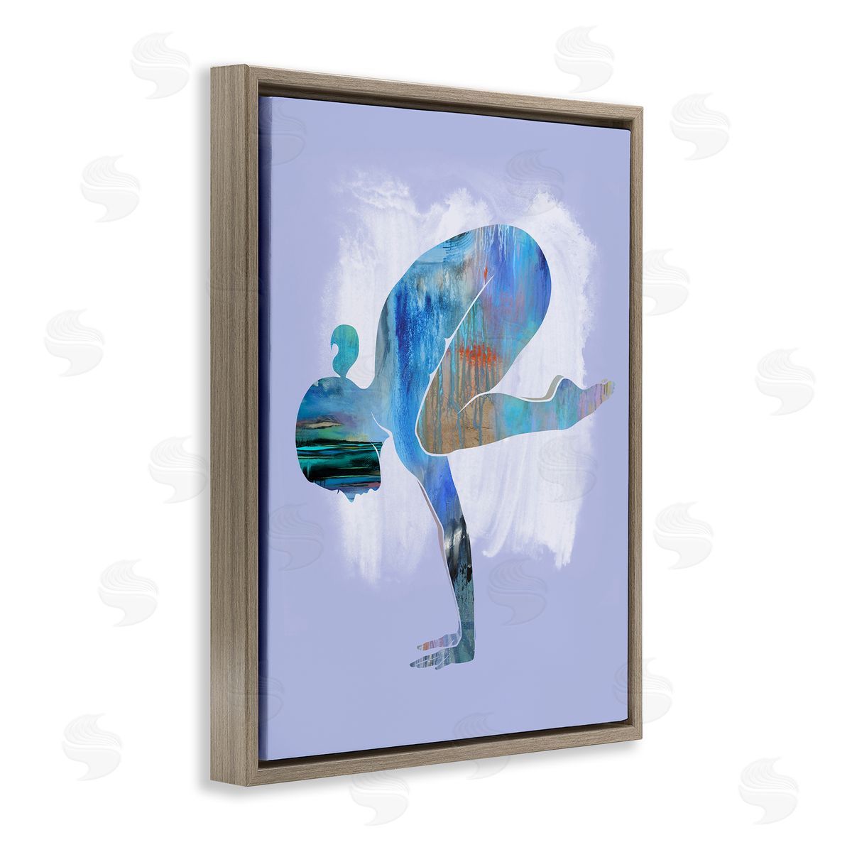 Tim Parker Mindful Yoga Pose Brown Floating Frame Canvas Wall Art Print