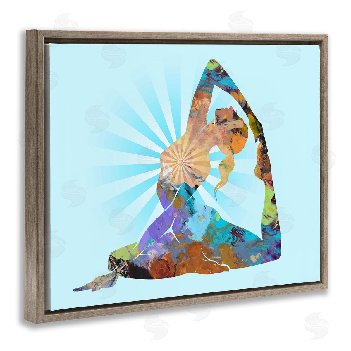 Tim Parker Meditative Mindful Yoga Brown Floating Frame Canvas Wall Art Print