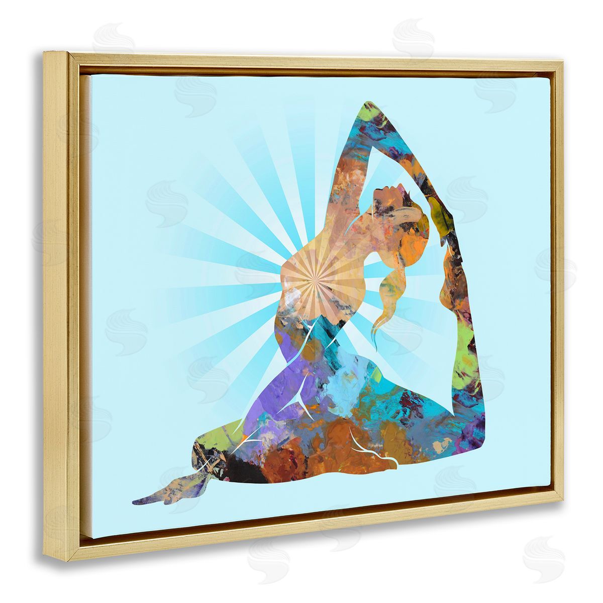 Tim Parker Meditative Mindful Yoga Gold Floating Frame Canvas Wall Art Print