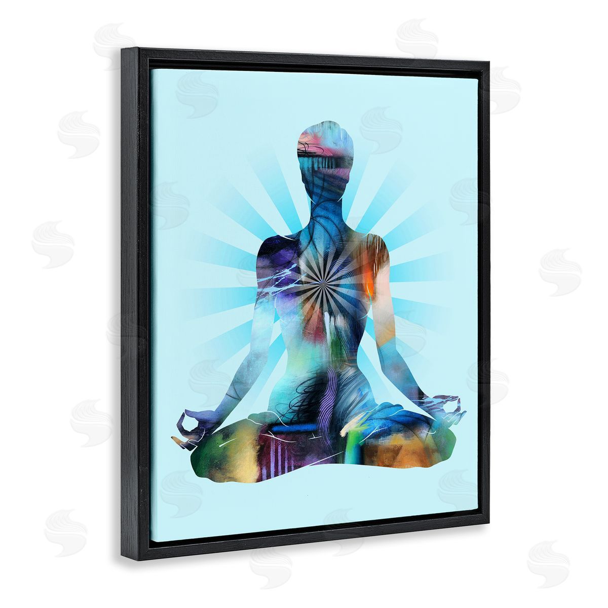 Tim Parker Zen Meditation Pose Black Floating Frame Canvas Wall Art Print