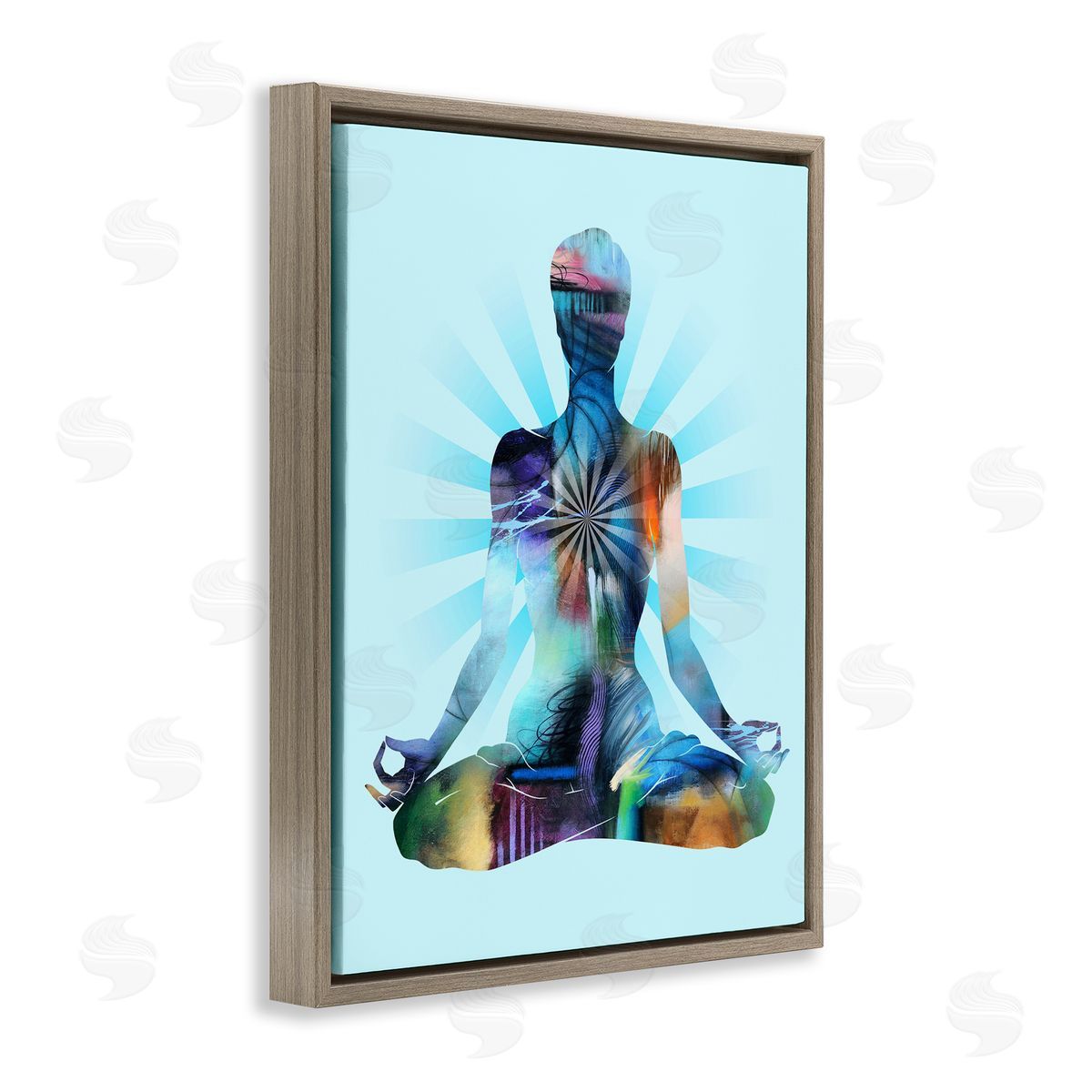 Tim Parker Zen Meditation Pose Brown Floating Frame Canvas Wall Art Print