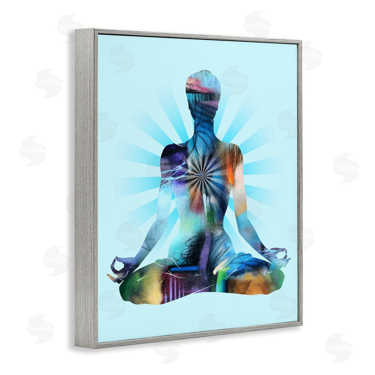 Tim Parker Zen Meditation Pose Gray Framed Giclee Wall Art Print