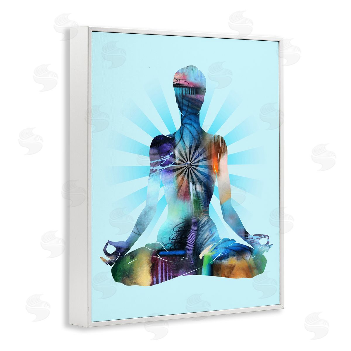Tim Parker Zen Meditation Pose White Framed Giclee Wall Art Print