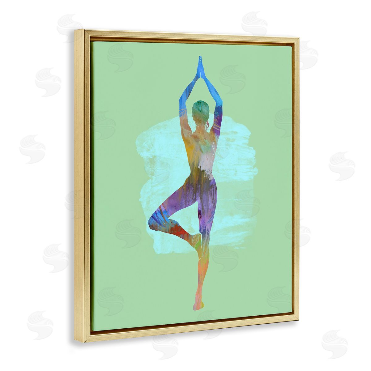 Tim Parker Meditating Standing Pose Gold Floating Frame Canvas Wall Art Print