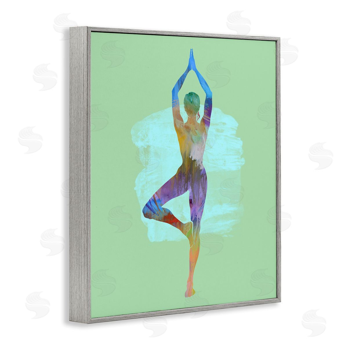 Tim Parker Meditating Standing Pose Gray Framed Giclee Wall Art Print