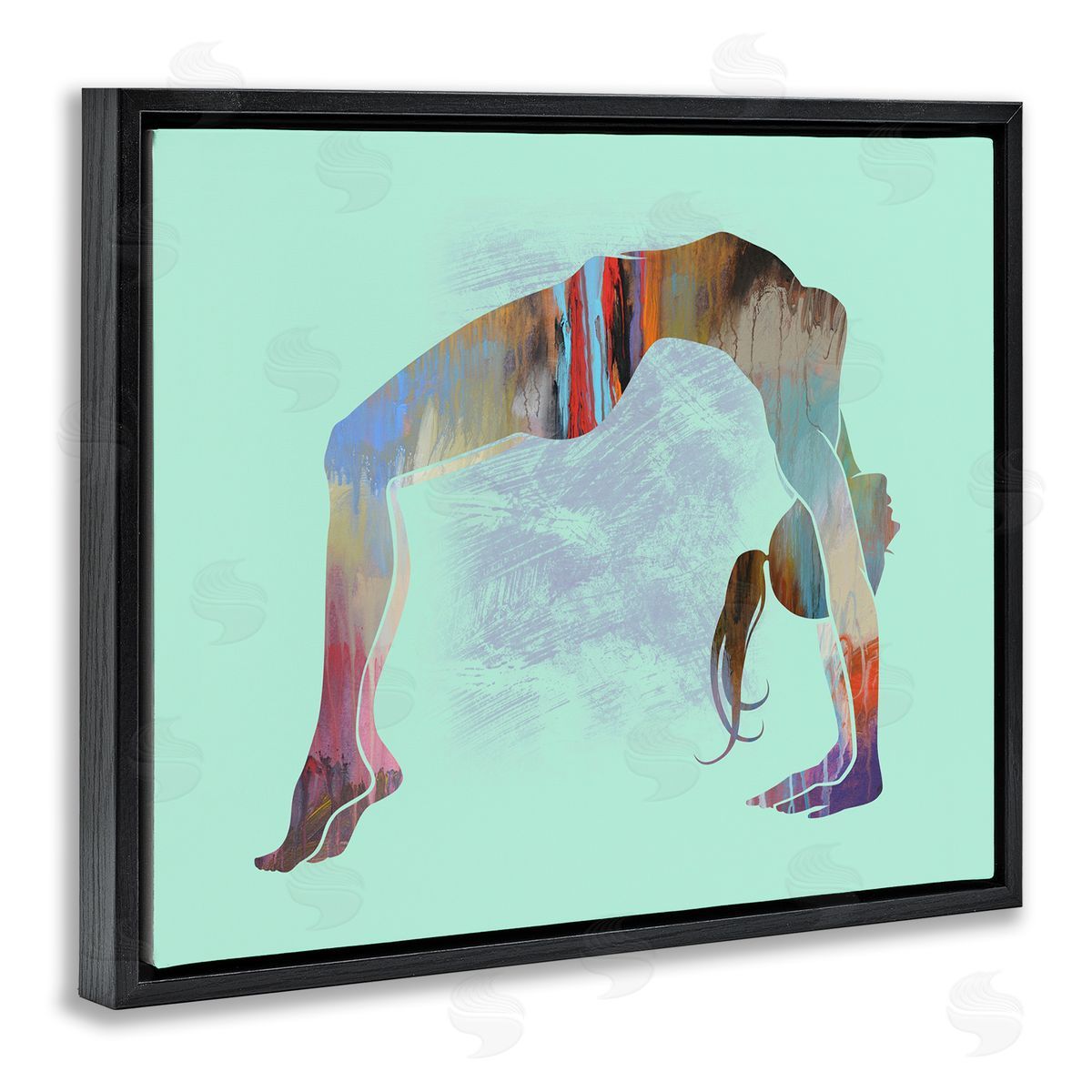 Tim Parker Yoga Exercise Pose Black Floating Frame Canvas Wall Art Print