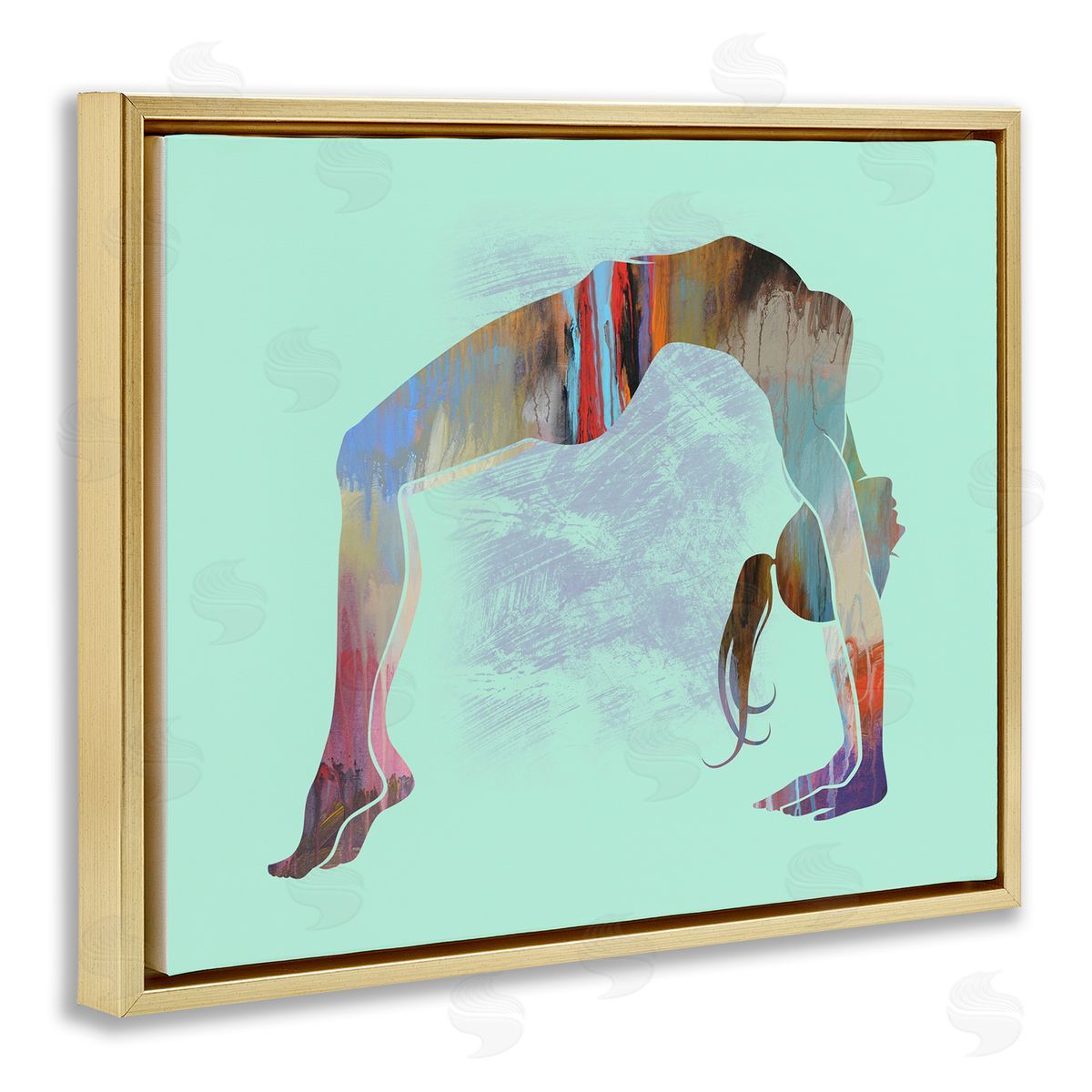 Tim Parker Yoga Exercise Pose Gold Floating Frame Canvas Wall Art Print