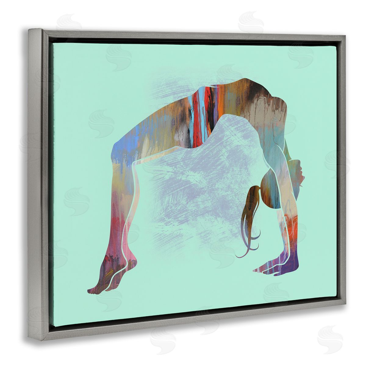 Tim Parker Yoga Exercise Pose Gray Floating Frame Canvas Wall Art Print
