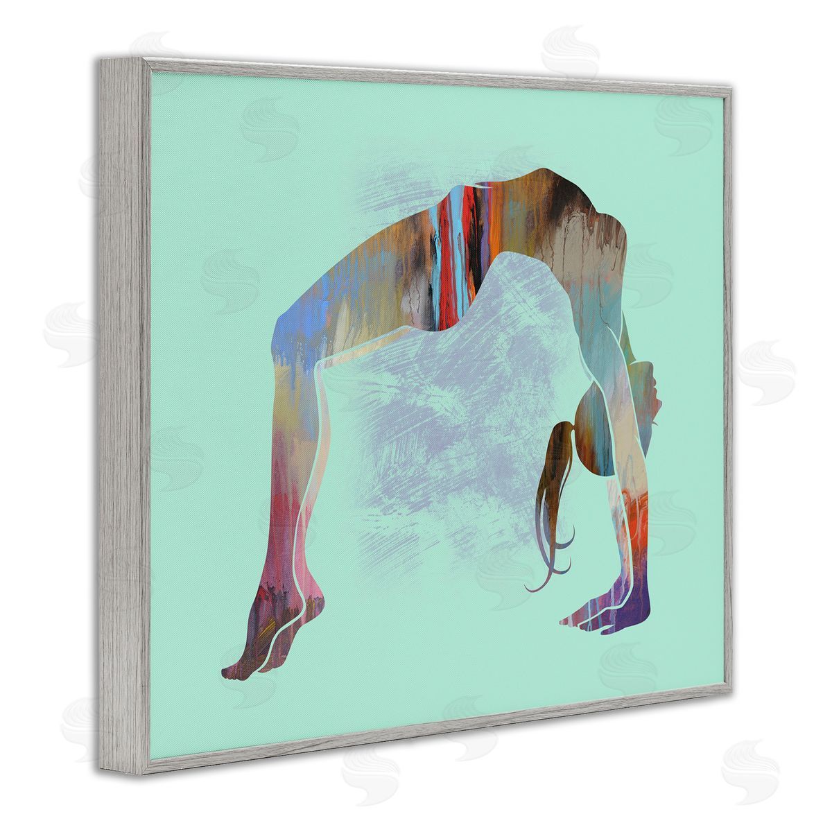 Tim Parker Yoga Exercise Pose Gray Framed Giclee Wall Art Print