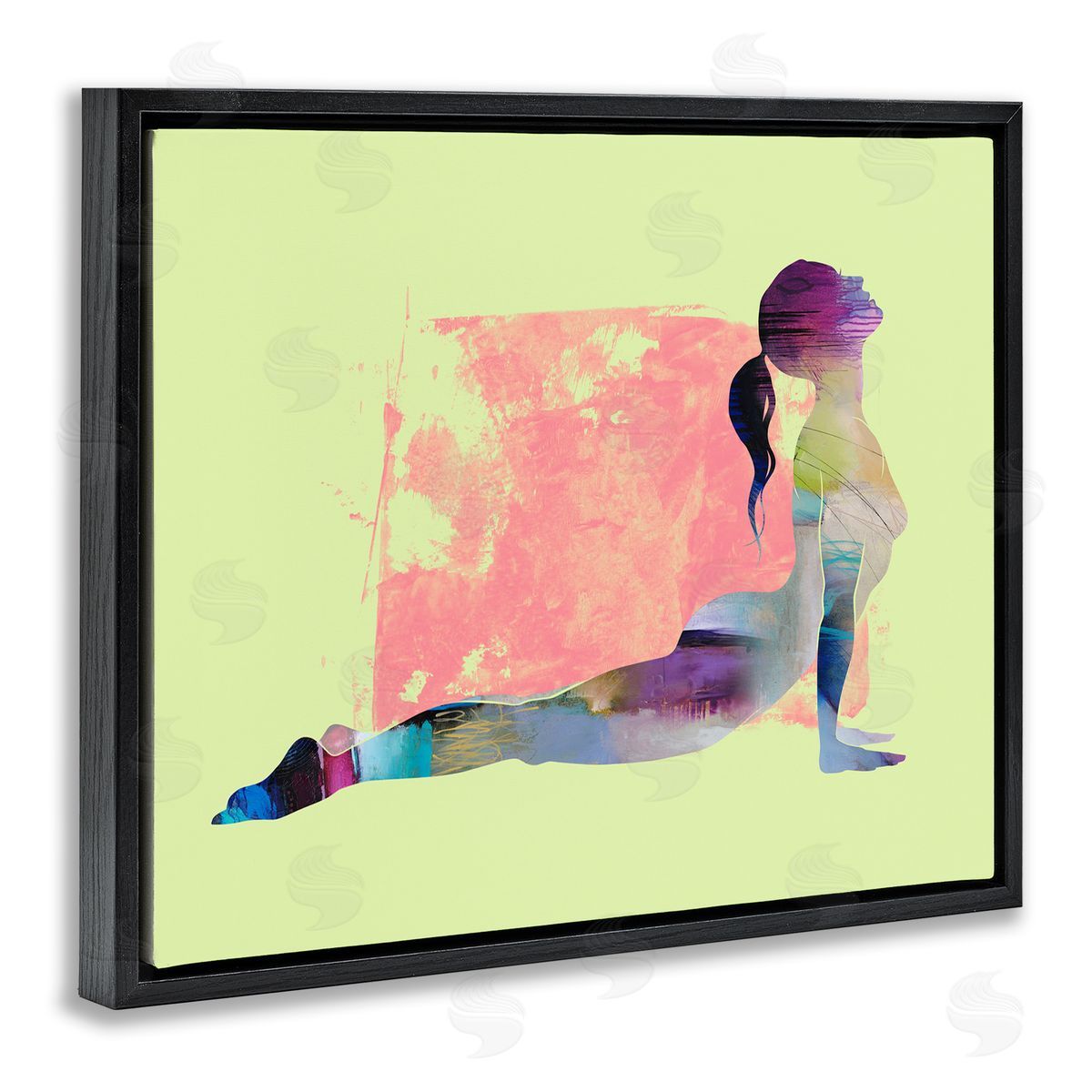 Tim Parker Yoga Pose on Yellow Black Floating Frame Canvas Wall Art Print