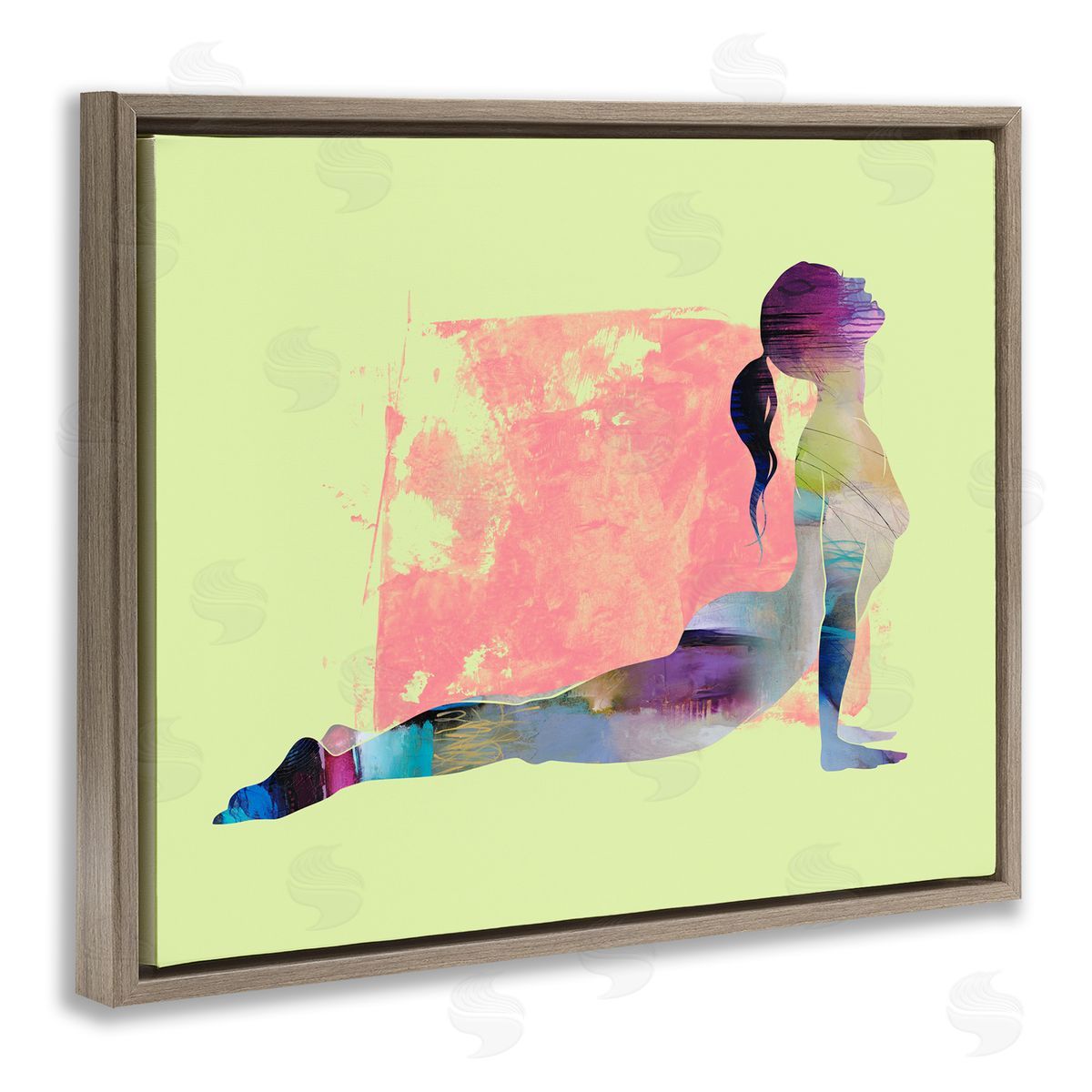 Tim Parker Yoga Pose on Yellow Brown Floating Frame Canvas Wall Art Print