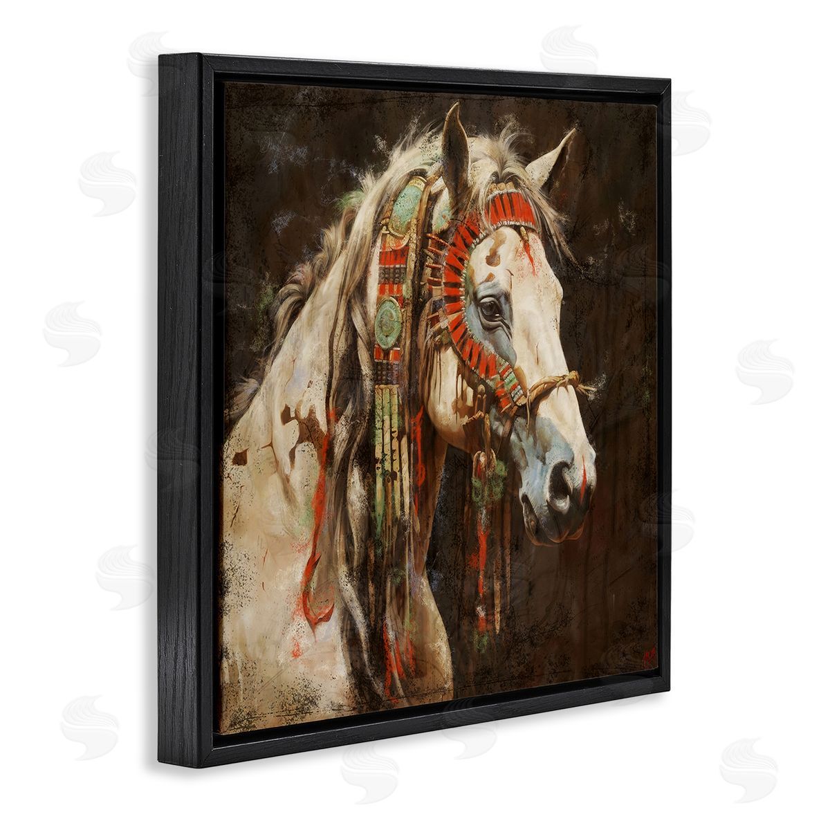 Marta Wiley Strong Traditional Horse Black Floating Frame Canvas Wall Art Print