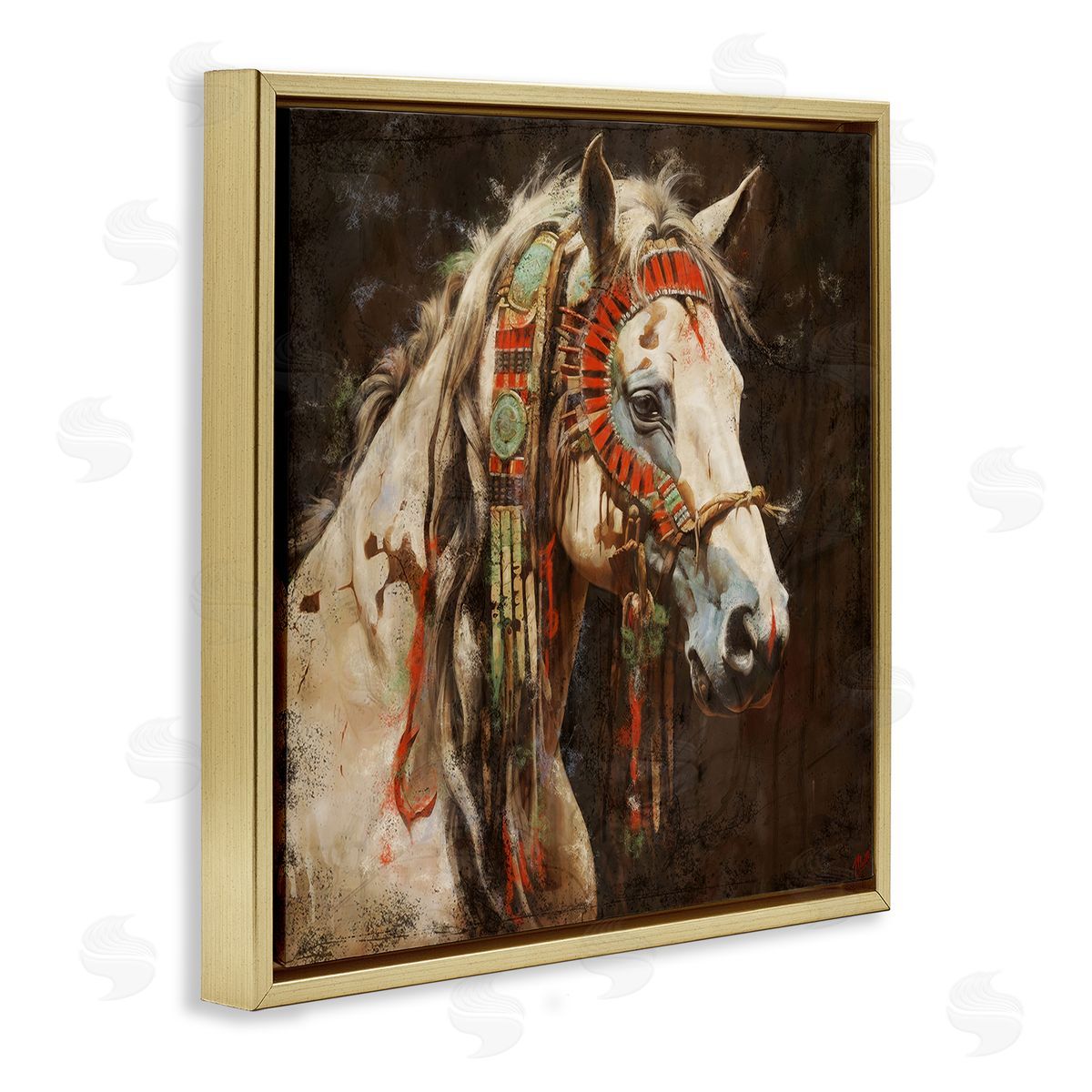 Marta Wiley Strong Traditional Horse Gold Floating Frame Canvas Wall Art Print