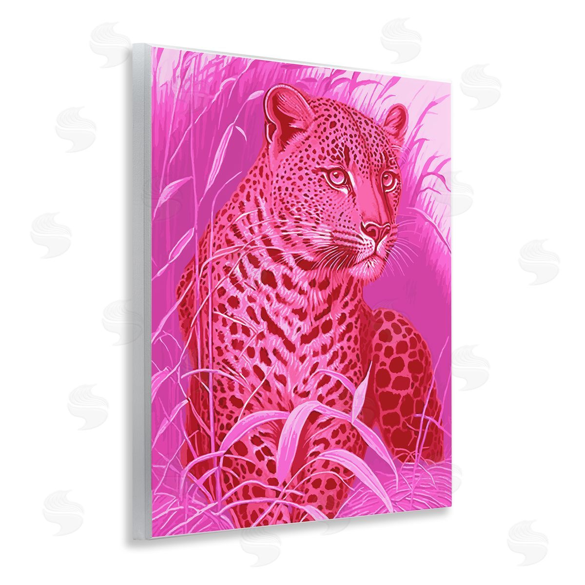 Stupell Studio Cheetah Among Pink Leaves Wooden Wall Plaque Art Print