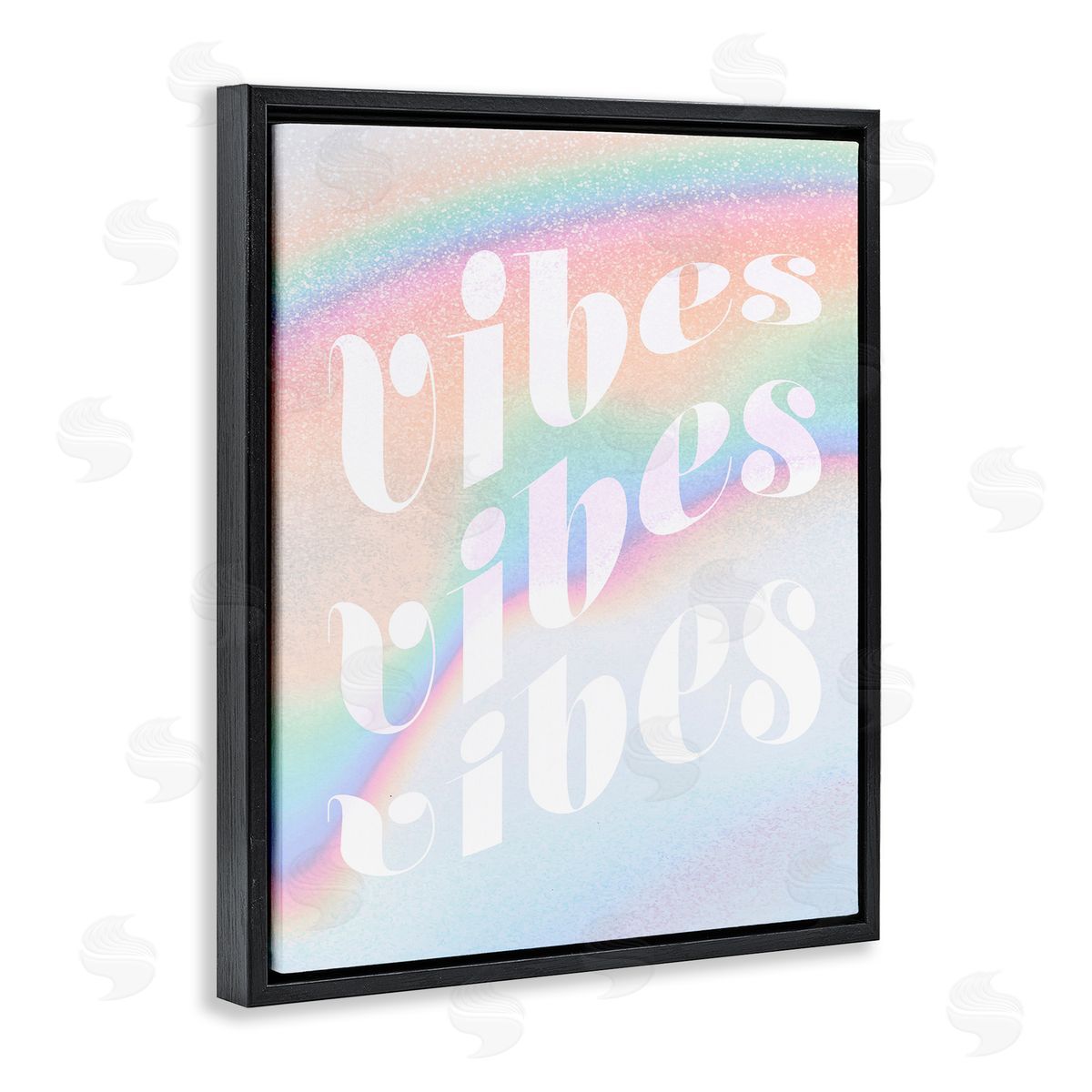 Stupell Studio Vibes over Glam Rainbow Black Floating Frame Canvas Wall Art Print