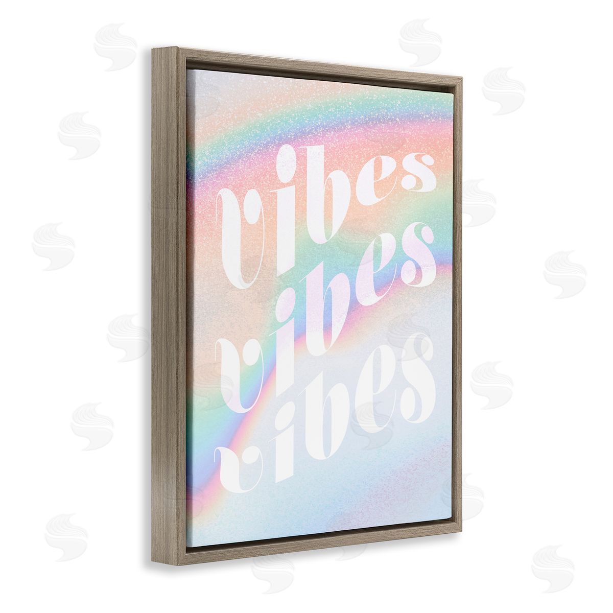 Stupell Studio Vibes over Glam Rainbow Brown Floating Frame Canvas Wall Art Print