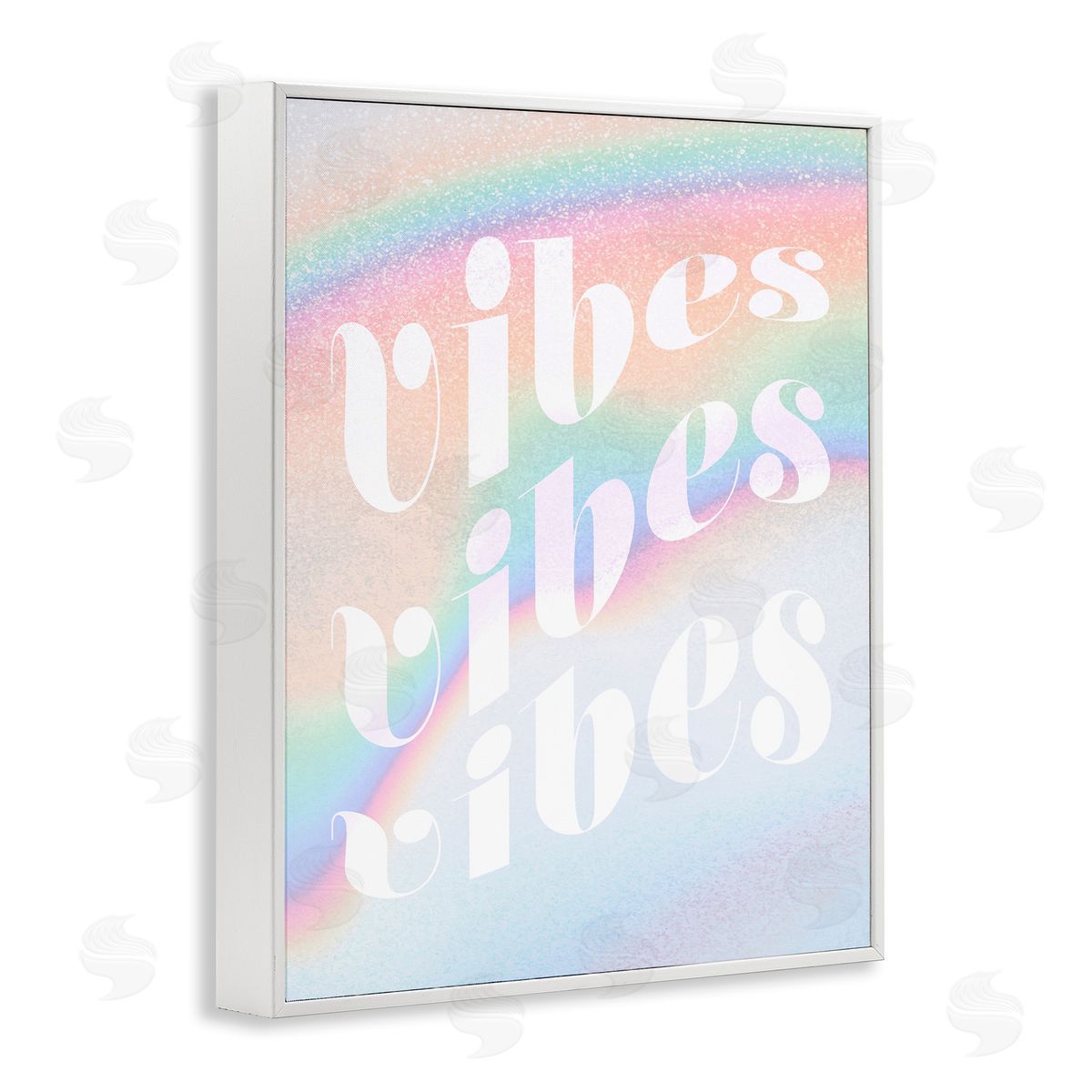 Stupell Studio Vibes over Glam Rainbow White Framed Giclee Wall Art Print