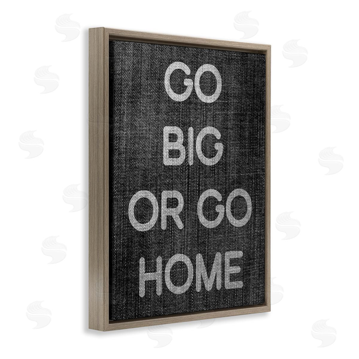 Stupell Studio Go Big or Home Phrase Brown Floating Frame Canvas Wall Art Print
