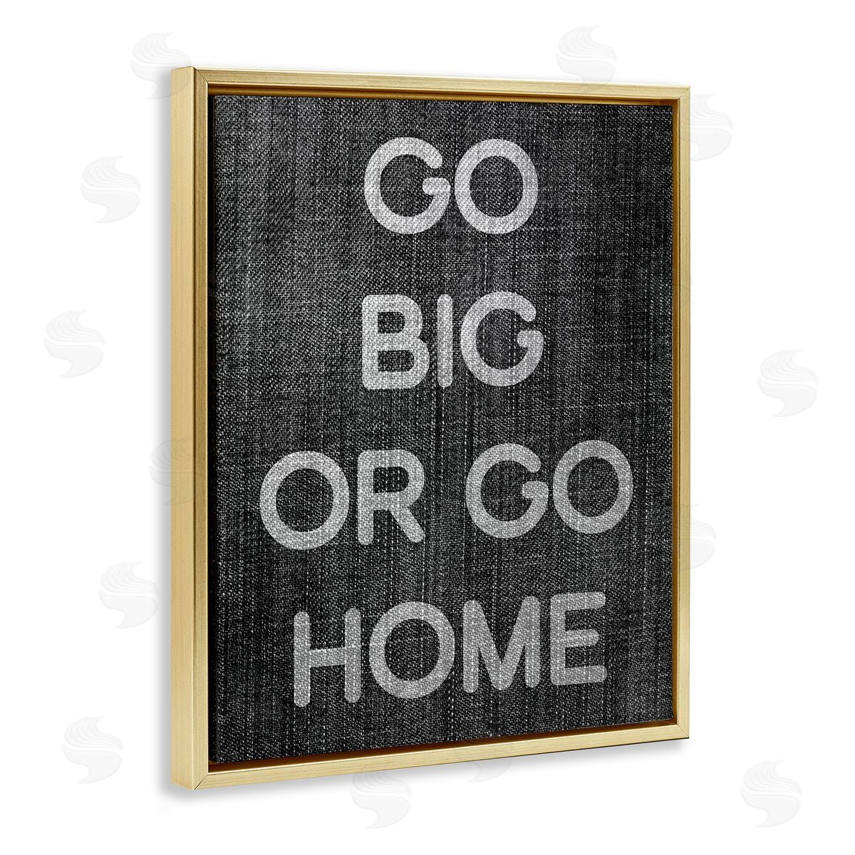 Stupell Studio Go Big or Home Phrase Gold Floating Frame Canvas Wall Art Print